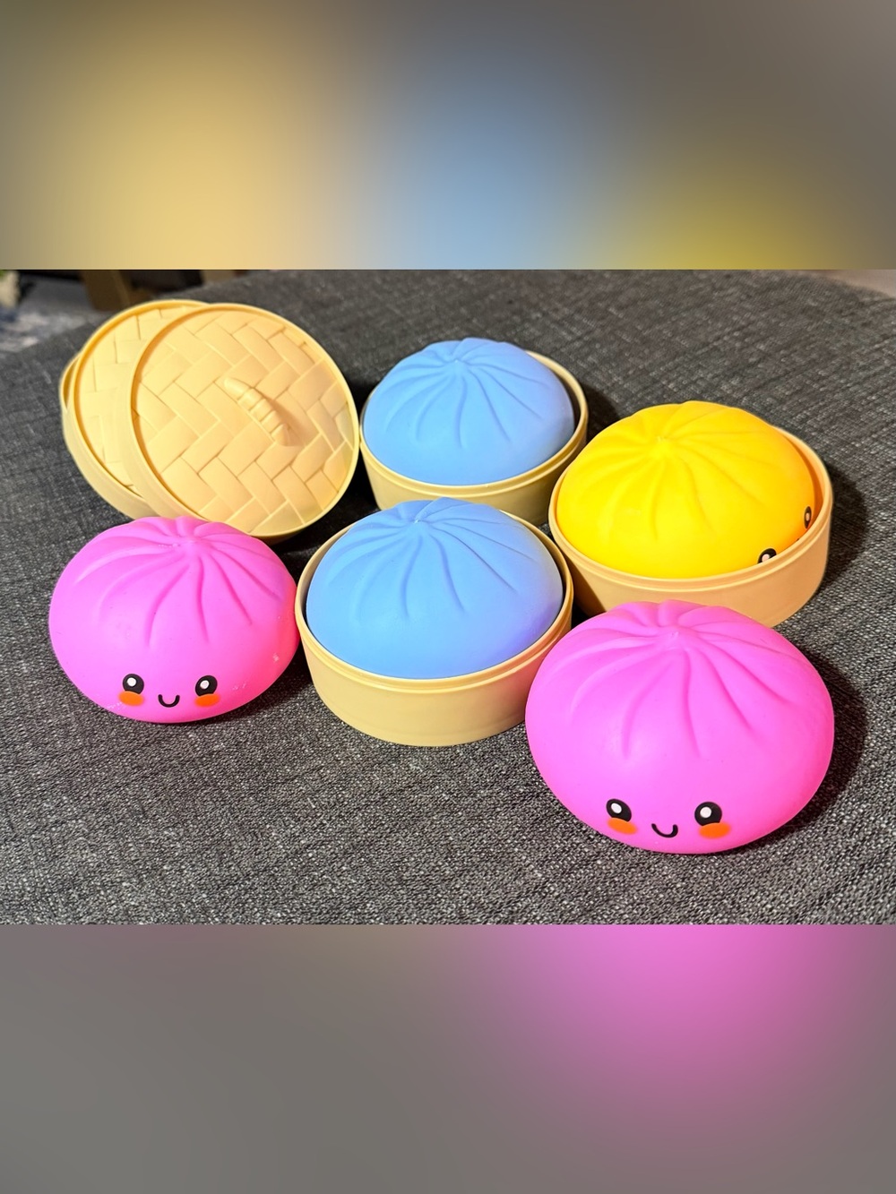 Dumpling Squishy toys - Blue / Pink / Yellow